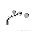 Matte Black Double Lever Wall Mounted Bathroom Faucet